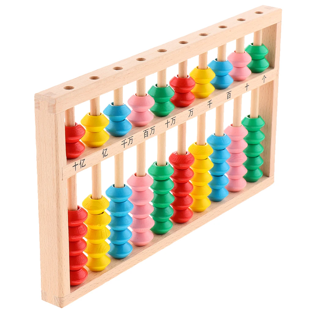 Wooden Abacus Classic Counting Tool, Chinese Calculator, Counting Frame Educational Toy with 70 Colorful Beads