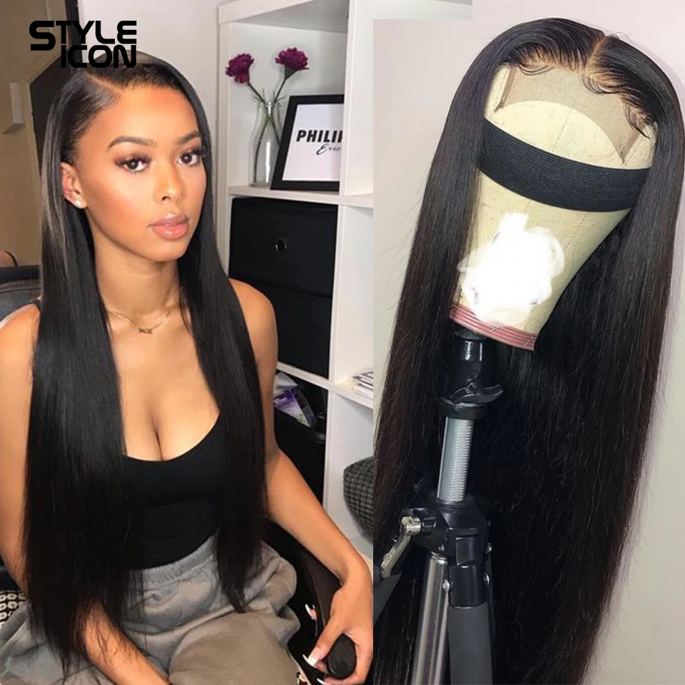 Парик Styleicon 4*4 на сетке бразильские прямые парики из человеческих волос плотность