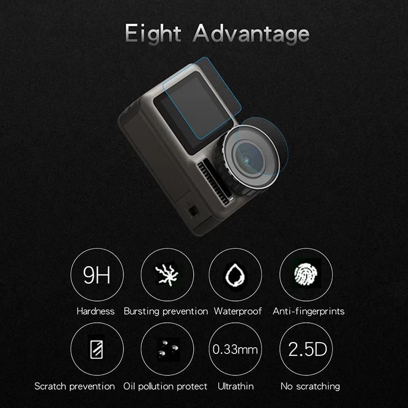 Fingerprint-proof Tempered Glass Film Ultra-thin 9H Set Waterproof Action Anti-Shock Screen Protector