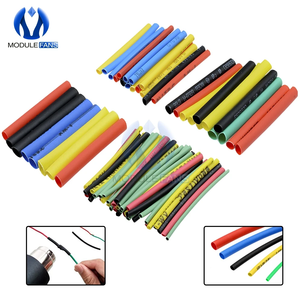 164PCS 328Pcs 530PCS Car Electrical Cable Tube kits Heat Shrink Tube Tubing Wrap Sleeve Assorted 8 Sizes Mixed Color heat shrink tubing