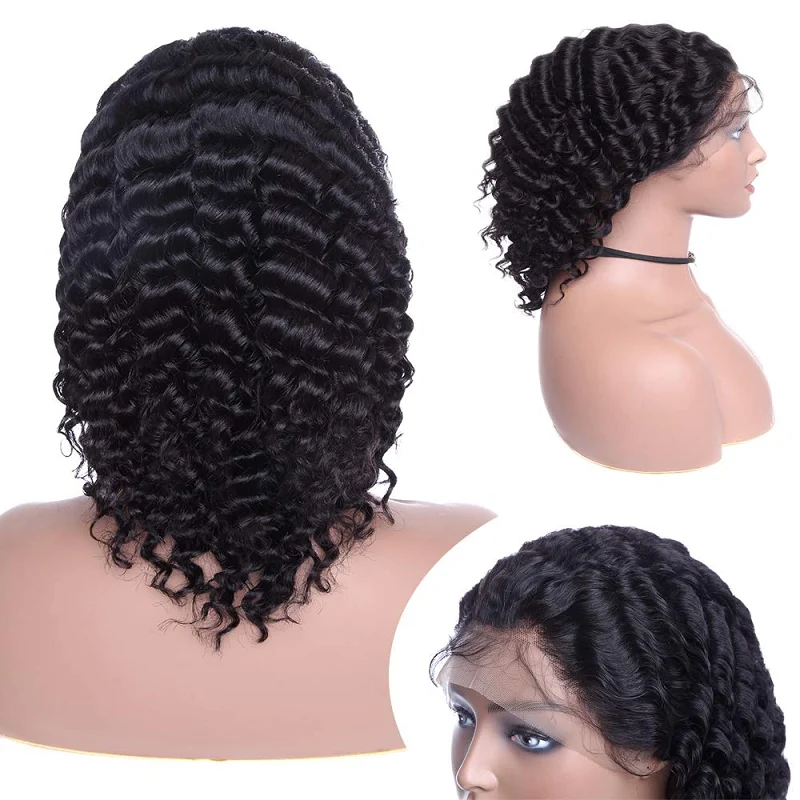 

Deep Wave Wig 4*1 Lace Topline Human Hair Wigs Brazilian 150% Lace Front Wig Remy Pre Plucked For Women Natural Long Wig 4" Part