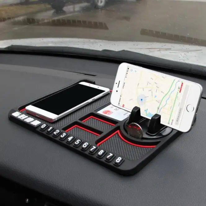 Многофункциональный коврик для автомобиля, нескользящий держатель телефона GPS Коврик противоскользящий силиконовый упаковочный номер коврики противоскользящие автомобильные аксессуары - Название цвета: Style 1 Red