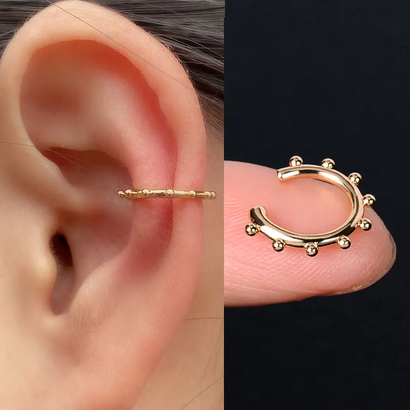 1 Pc Stackable Cuff Wrap Clip On Earrings Women Girls Climber Ear Cartilage Bone Clips Fake Earing Non Piercing Without Holes