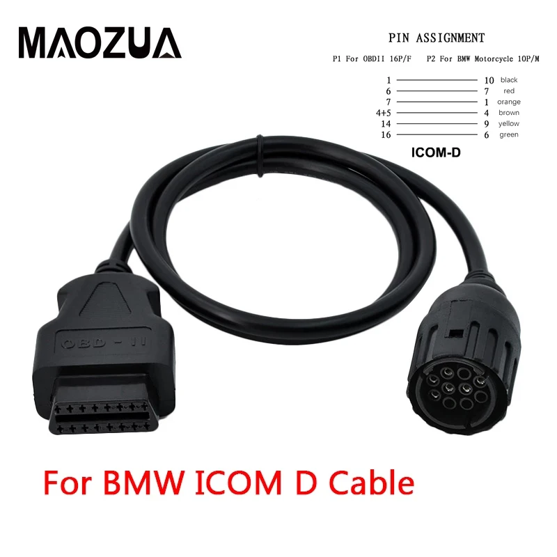 Maozua A Bmw Icom D Kábel Motorkerékpárokhoz Motobikes 10 Pin Diagnosztikai Kábel A Bmw 10 Tűs Adapterhez Az Icom A2 -Hez