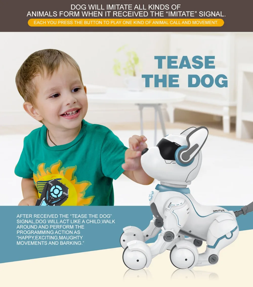 JXD A001 умный говорящий радиоуправляемый робот-робот для прогулок и танцев, интерактивный питомец, щенок, робот-собака, дистанционное Голосовое управление, интеллектуальная игрушка для детей