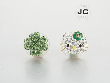 

New Fashion Charms Silver 925 Original Copy Jewelry,SWAN Clover Kitty Cute Stud Earrings For Women With Logo Gift