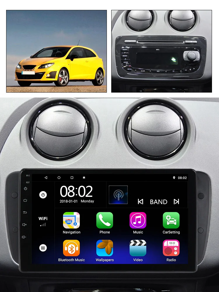 Wifi 4G FM Para Seat Ibiza 2009-2013 7" pulgadas Android 10 Auto Estéreo SATNAV CarPlay DAB 