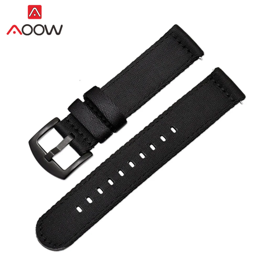 Black B AOOW 18 мм 20 мм 22 мм 24 мм нейлоновый ремень НАТО Quick Release Sport Canva сменный браслет наручных часов браслет высокого качества ремень - Цвет ремешка: Black B