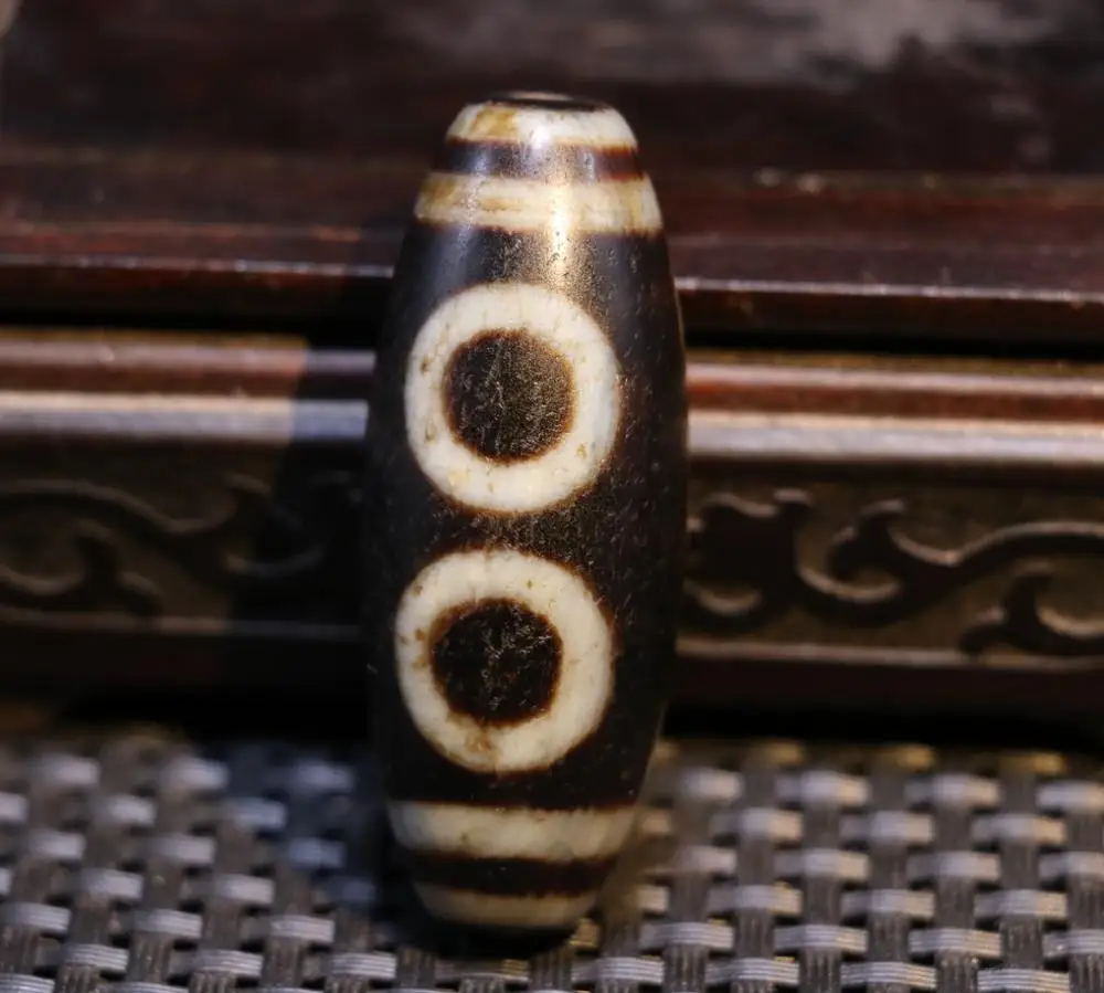 

3A+ Magic Power Tibetan old Agate 5 Eye Wealth Symbol Big Drum dZi Bead Amulet Pendant Talisman Timestown UPD24ll24nb