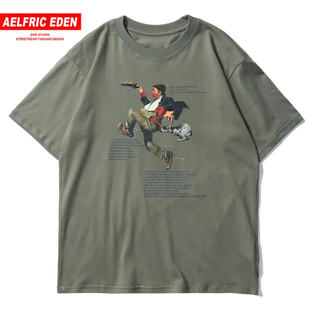 Aelfric Eden Funny Print Harajuku T Shirt Mens 2020 Summer Hip Hop Streetwear shirts Casual Cotton Loose Short Sleeve Tops | Мужская