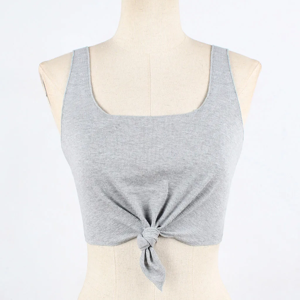 Женская футболка бандажная майка с узлом жилет летние трикотажные майки Женский