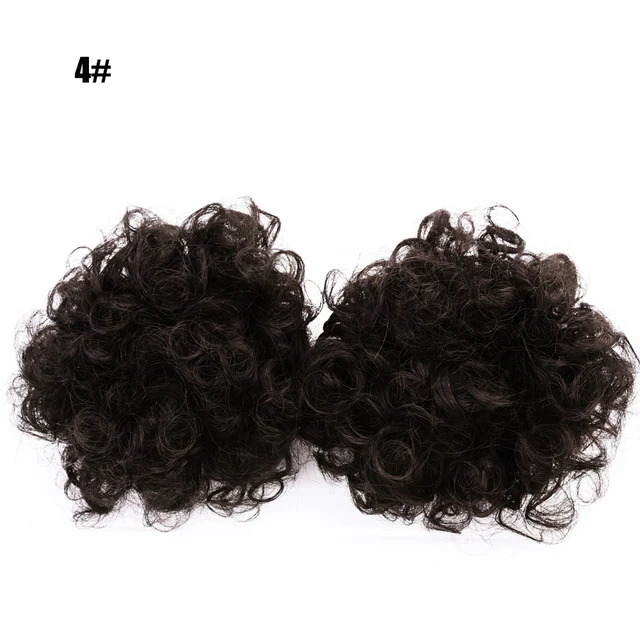 2Pcs Synthetic Afro Kinky Hair Bun Chignon Postiche Cheveux High Temperature Fiber Drawstring Ponytail on Puff Hair Bun For Kids 4