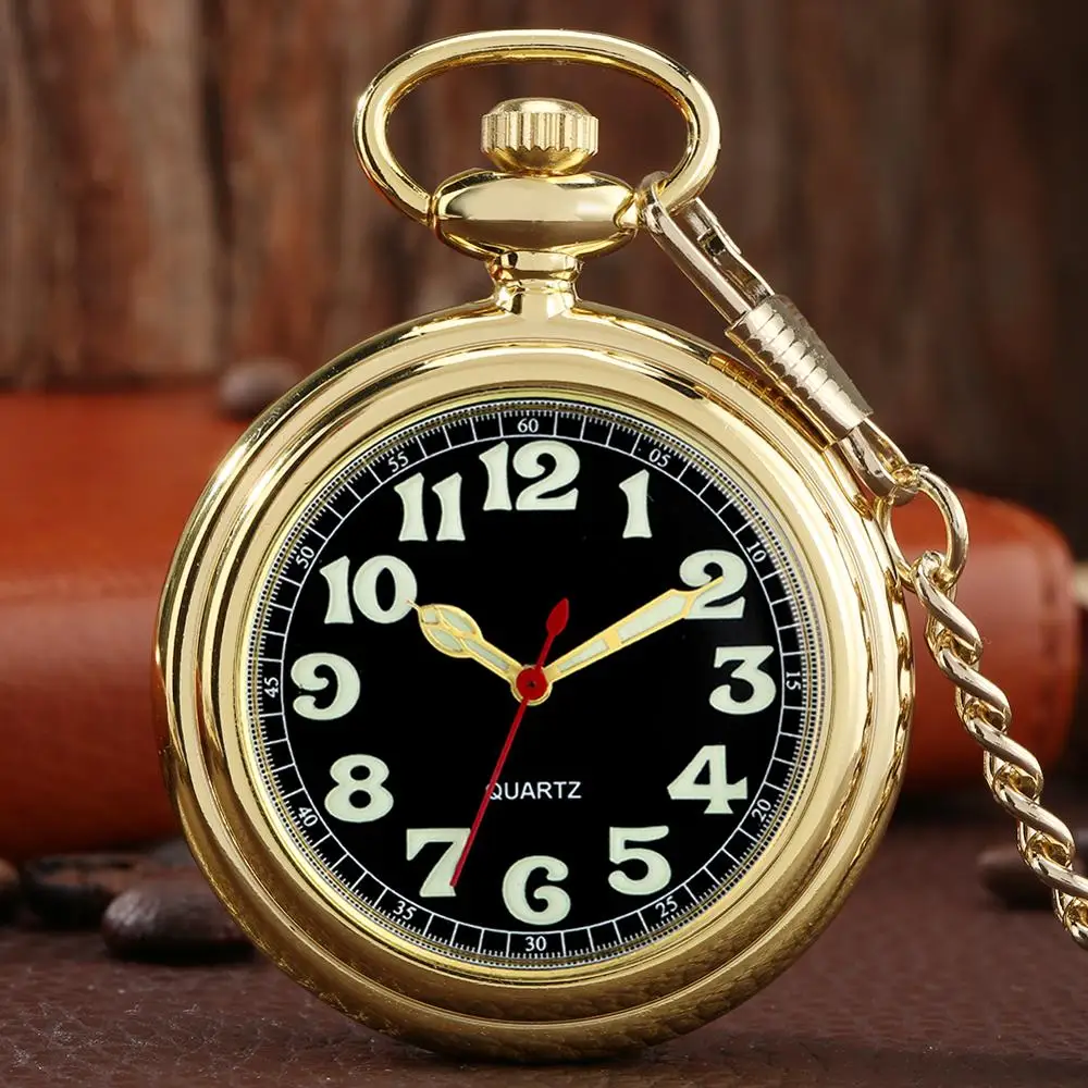Noctilucent Fluorescent Open Face Arabic Numerals Quartz Pocket Watch Chain Luminous Pendant Jewelry Clock Gifts Men Women Kids quartz watch pocket watch