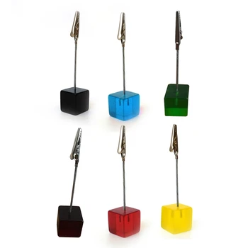 

Small Cube Clips Memo Picture Note Card Desk Paper Photo Clip Holder Table Stand Office Dest Set Office Supplies