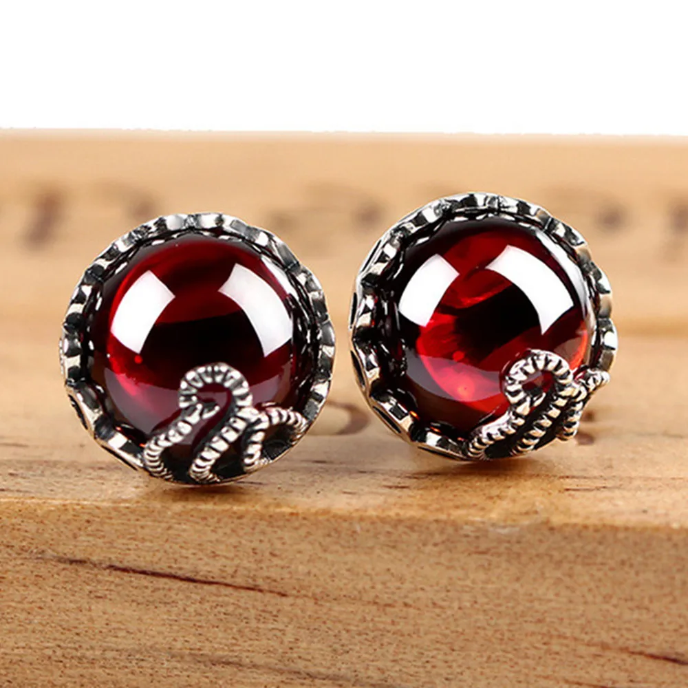 Маленький рубин и изумруд! Красный/зеленый камень/драгоценные камни серьги со