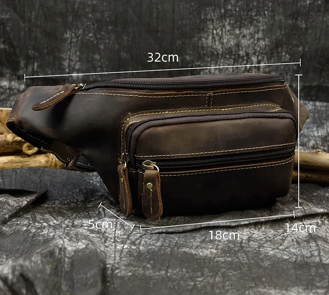 Luufan Men's Bag Genuine Leather Waist Bag Waist Pack Retro