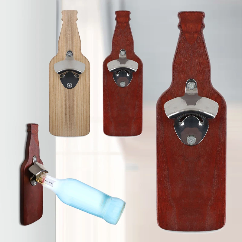 HOT! Magnetic Beer Bottle Opener Artifact Personality Creative Solid Wood Wall Hanging Magnet Screwdriver | Дом и сад
