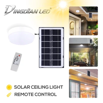 

LED Solar Ceiling Light Indoor 18W White Light 5M Wire Remote Control Rechargeable Solar Powered Light With Panel for Ceiling