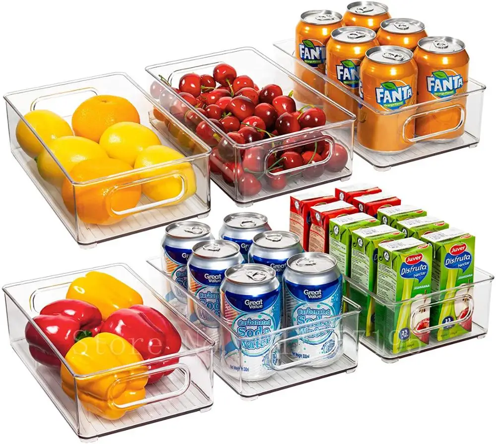 Refrigerator Organizer Bins 6pcs Stackable Clear Plastic Organizers Handles Fridge Pantry Kitchen Cabinet Food Storage Container | Дом и сад