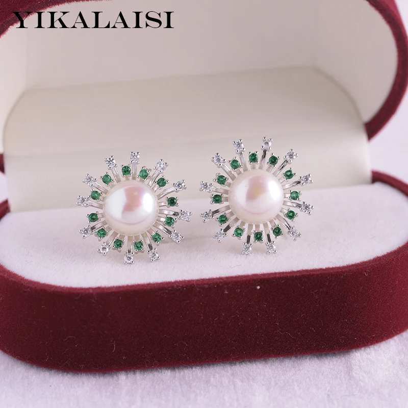 

YIKALAISI 925 Sterling Silver Earrings Jewelry For Women 9-10mm Oblate Natural Freshwater Pearl Earrings 2021 New Wholesales