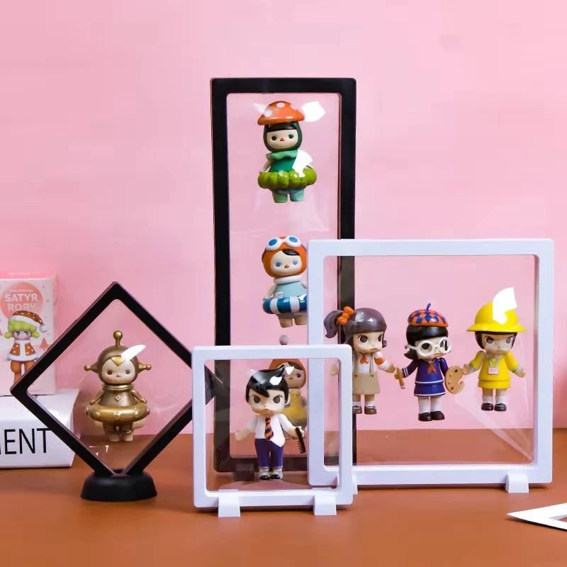 10pcs/lot PET Anime Figure Rack Dustproof Display Holder Packaging Box Protect Jewellery Stone Floating Presentation Organizer