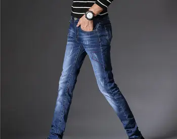 

2019 spring and autumn stretch jeans em8 men's black slim feet pants black youth men's pants tide K2020-2A-16A