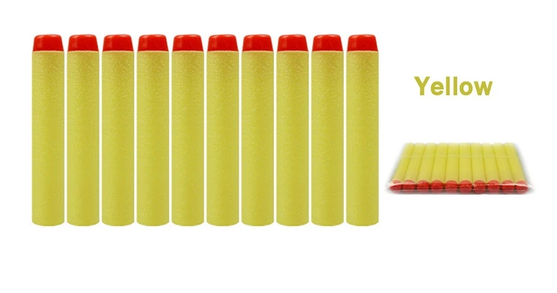 JIMITU 100 шт, мягкие пластиковые пули, военные Дарт-присоски, полое отверстие, головка для Nerf детей, сменные пули, игрушечный пистолет - Цвет: Yellow