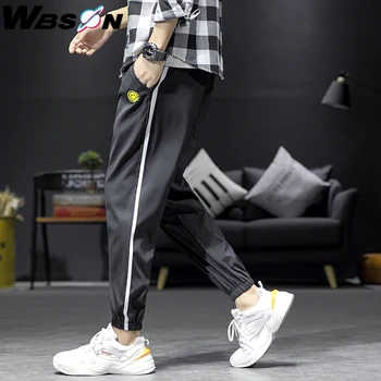 

Wbson 2020 Brand Men's Casual Joggers Side Stripe Sport Pants Smile Face Harem Pants Men High Quality Long Trousers M-4XL JN9158