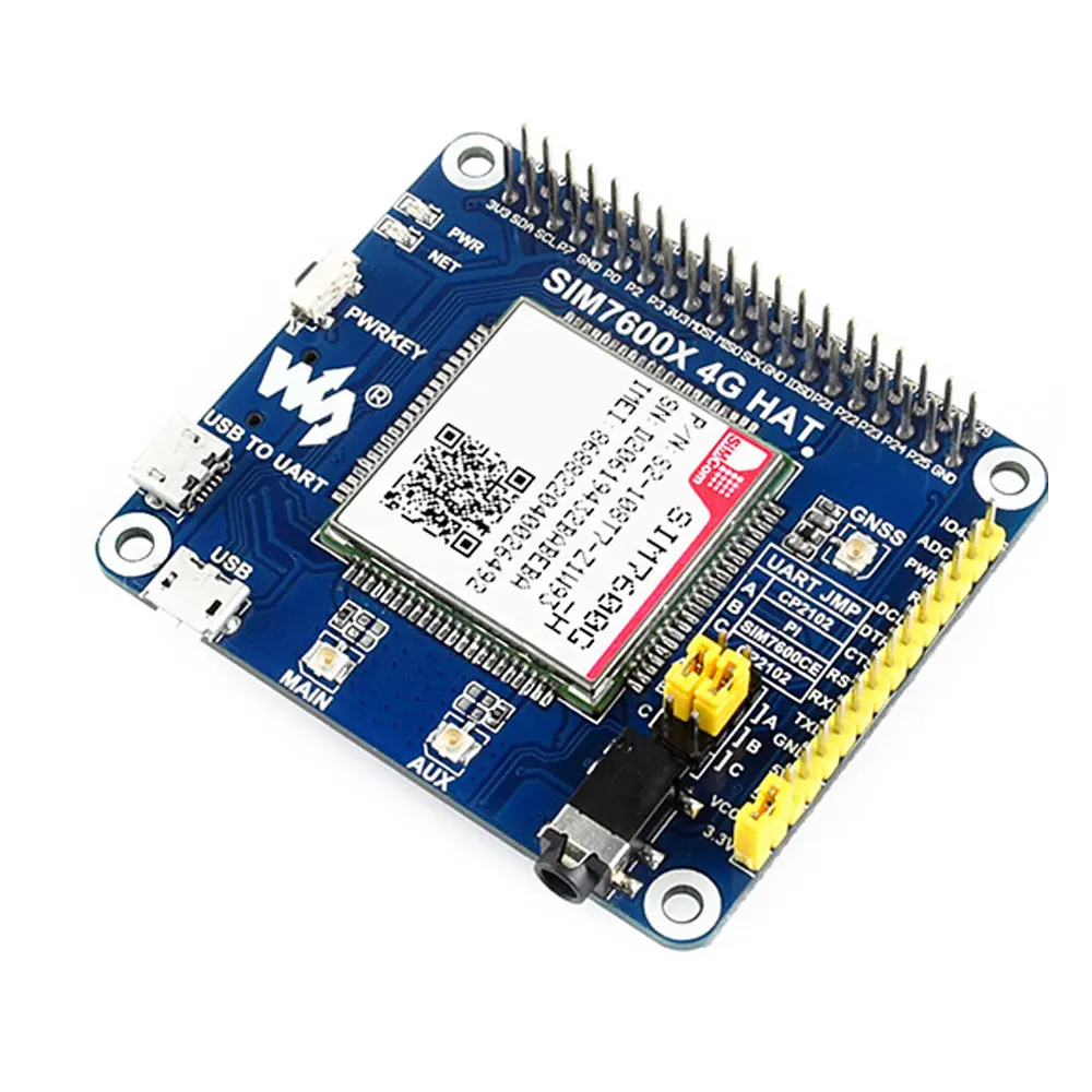 SIM7600E-H SIM7600G-H  ̿ SIM7600CE 4G HAT, 4G, 3G, 2G, GSM, GPRS, GNSS HAT, LTE CAT4, SIM7600