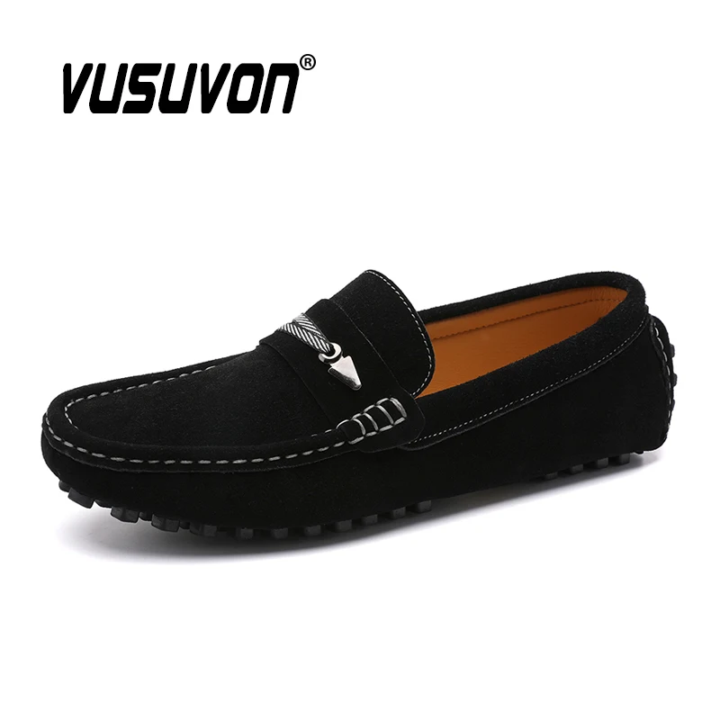 

Мужские замшевые мокасины, мягкие туфли из натуральной кожи, без застежки, плоская подошва, повседневная обувь для вождения, лето 2019