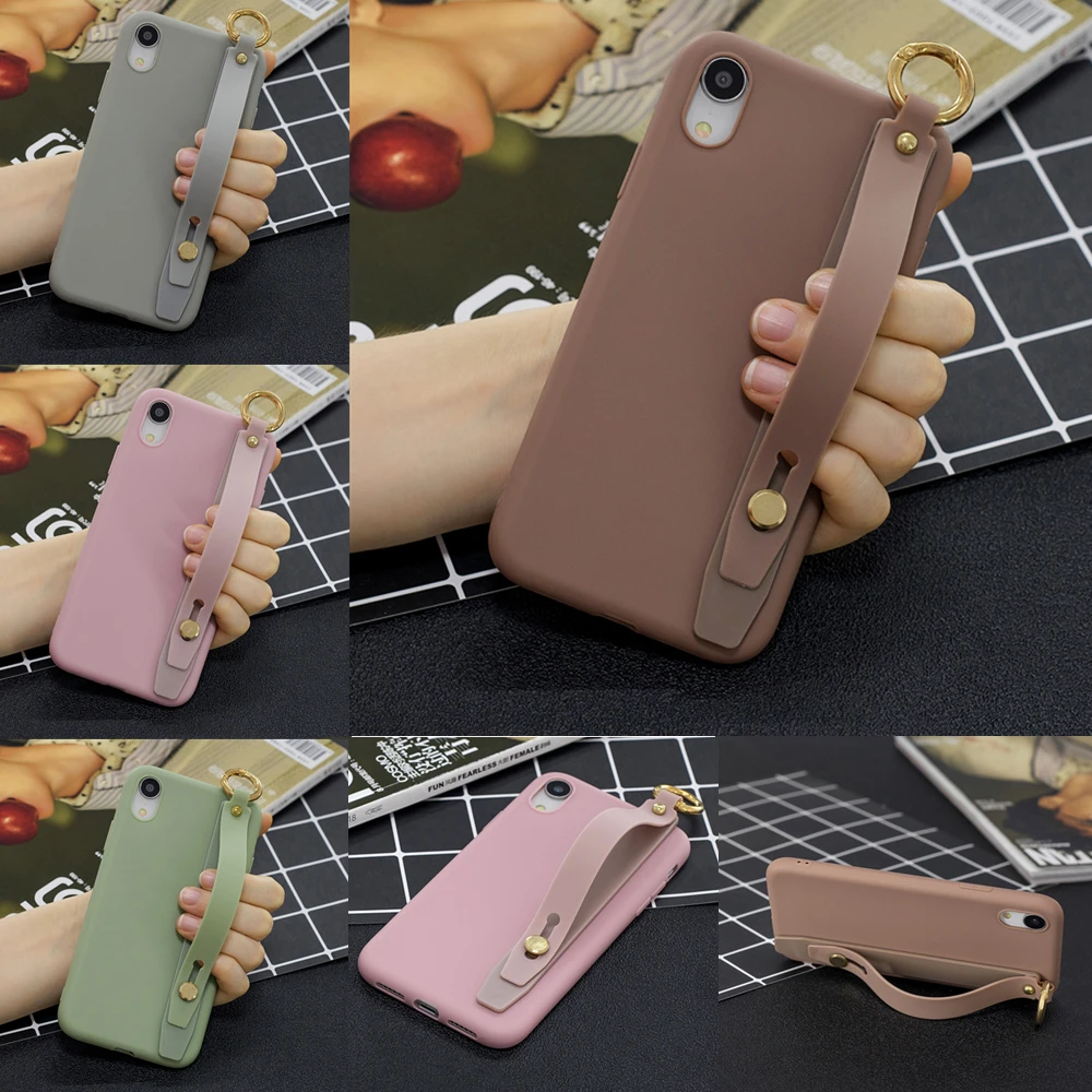 

Wrist Strap Hand Band Soft silicone case for iPhone 7 8 X XS Max XR 6 6S Plus TPU Stand back cover Coque For iPhone On X XR XS