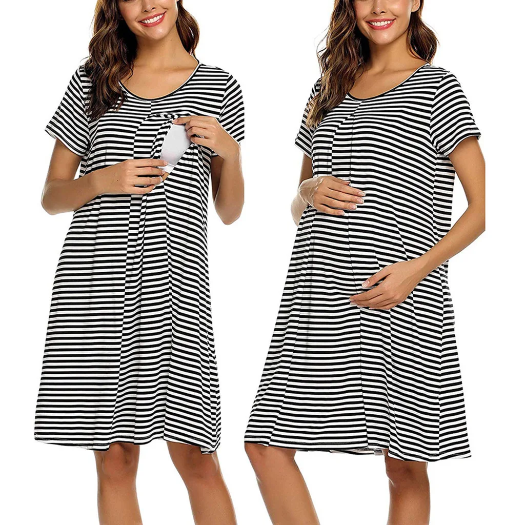 Летние полосатые платья для кормящих мам; Одежда для беременных женщин; платье для кормления грудью; одежда для кормления беременных