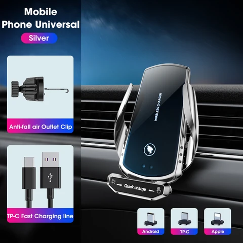 Chargers Car Holder For Phone For iPhone 13 11 12 Pro 15W Qi Auto Induction Charger Automatic Clamping Air Vent Mount