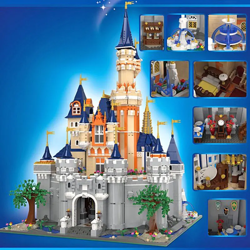 

In Stock 8384 PCS MOC Cinderella Princess Castle City Set Building Block Toy Compatible with 71040 for Children Christmas Gifts