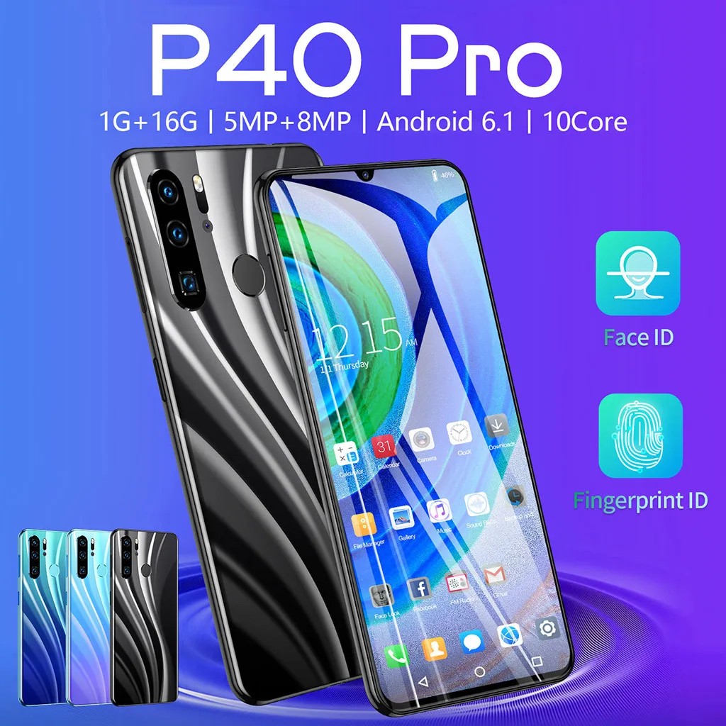 Смартфон P40 PRO quad core 6,3 дюймов камера Android 6,1 1G+ 16G gps 3g мобильный телефон ЕС лучший подарок