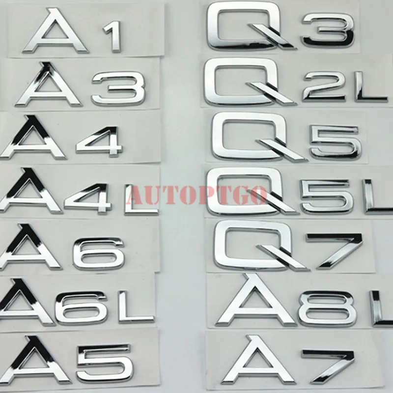 Серебряный или Черный A3 A4 A5 A6 A7 A8 Q3 Q5 Q7 GT TT письмо эмблема значок Логотип Наклейка подходит Audi задний багажник