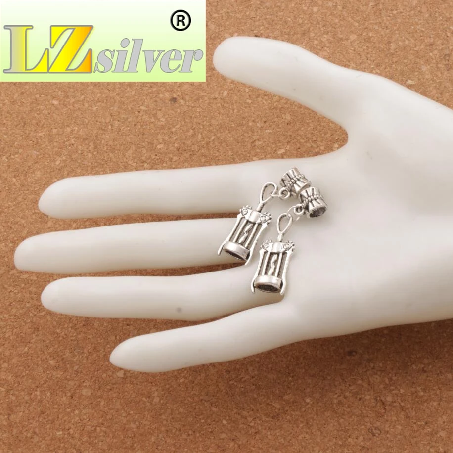 Ine Corkscrew Opener Big Hole Beads 37.7x11.3mm 100pcs Zinc Alloy Dangle Fit European Bracelets Jewelry DIY B285