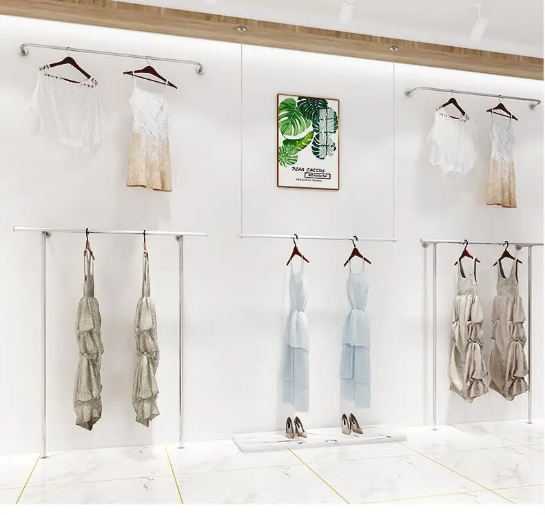 

Clothing store display stand women's suspended ceiling hanger wall hanger hanging pole wall hanging type