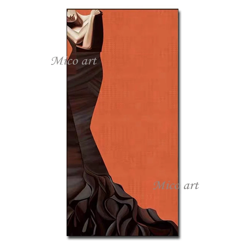 100% ручная роспись фламенко сексуальная леди картина маслом Женщины Танцы