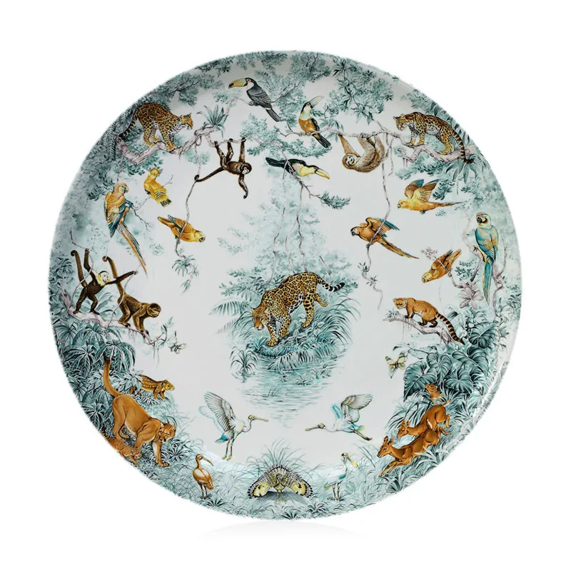 Jungle Luxury Ceramic 8/10 Inches Steak Western Dinner Plate Porcelain Kitchen Tableware Wedding Gift Present