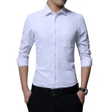 Мужские осенние Рубашки с длинным рукавом, приталенные одноцветные смокинги с отложным воротником, деловые официальные мужские рубашки размера плюс 3XL 4XL 5XL