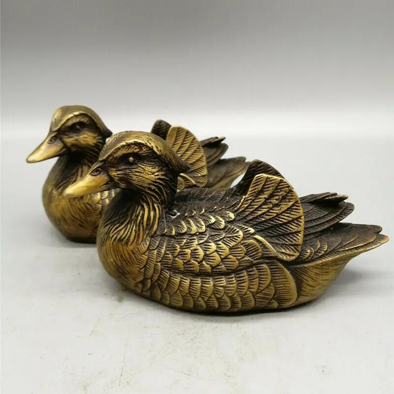 

A Pair of Brass Mandarin Ducks In Chinese Antique Collection