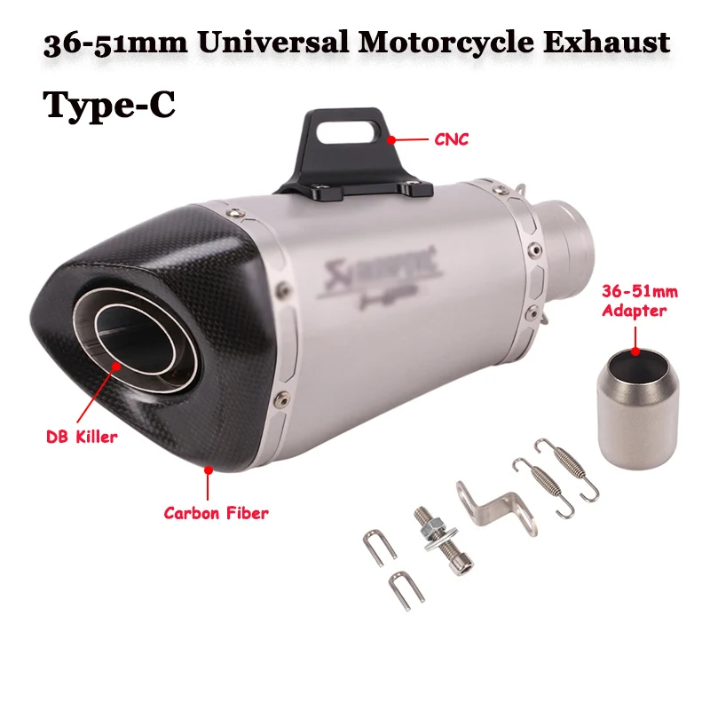 300 мм Длина Akrapovic Универсальный мото rcycle выхлопной escape moto глушитель из углеродного волокна с DB Killer для CBR1000 R6 Z900 GSX750R - Цвет: C