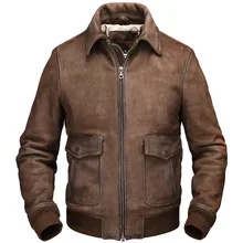 Винтажная коричневая мужская кожаная куртка пилота размера плюс XXXL из натуральной толстой кожи для русской зимы приталенное кожаное пальто авиатора