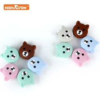 

Keep&grow 10pcs Bear Silicone Beads Baby Teether Necklace DIY Making Animal Food Grade BPA Free Rodent Accessories