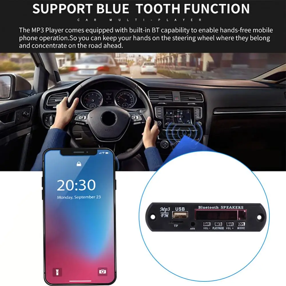 Automobile MP3 FM Radio Bluetooth 5.0 Speaker Module Audio Decoder Board