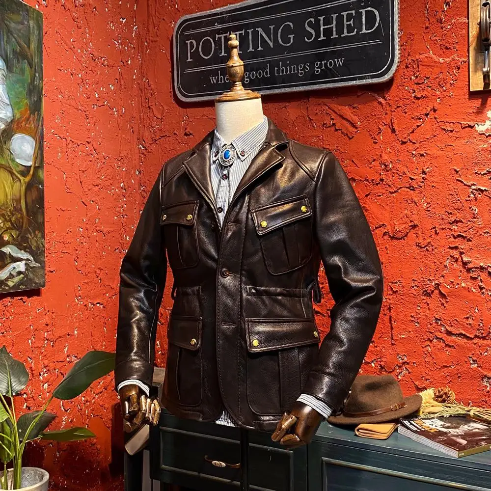 

Tasteful Dedicated Gentlemen! to Mid-Length Deerskin Safari Jacket to Be a Hunter in Urban Forests 1.2-1.4mm