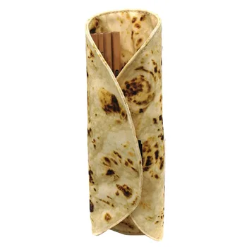 

Imitation Pancakes Pizza Stationery Rolled Pencil Case Collection Bag Foldable Cosmetic Makeup Brushes Storage Bag E2S