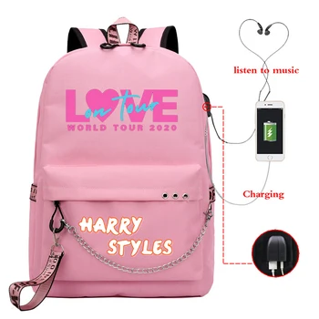 

Harry Styles LOVE ON TOUR 2020 Travel Backpack Usb Charge Backpacks Women Bookbag Laptop Bagpack School Bags for Teenage Girls