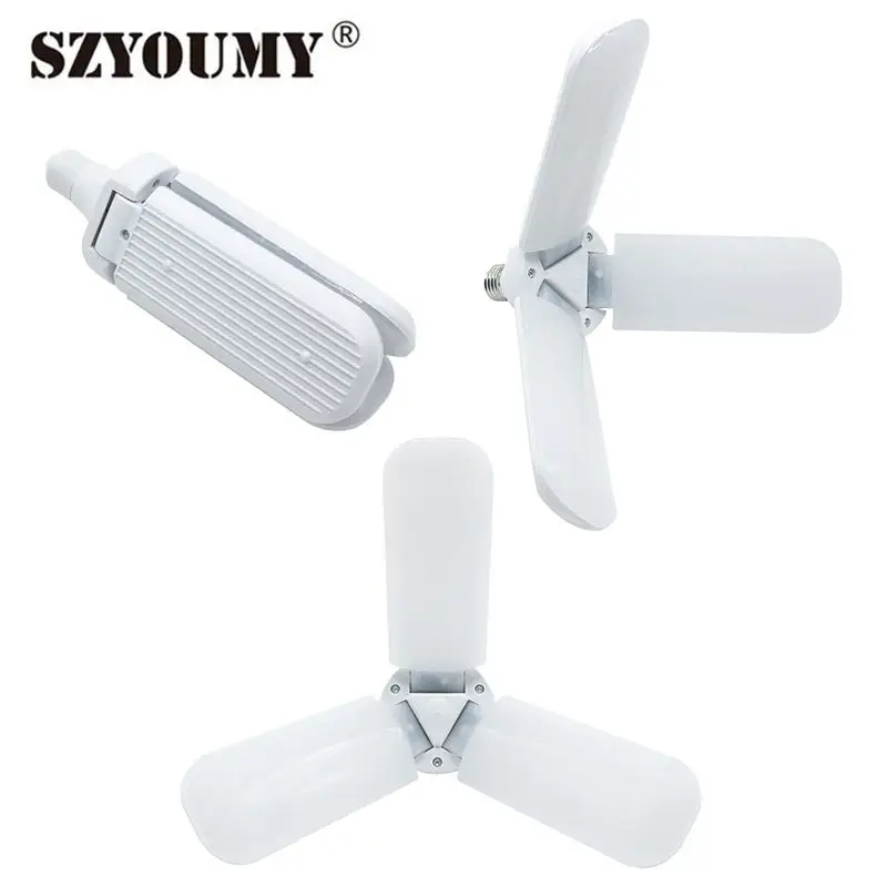 

SZYOUMY E27 45W LED bulb Foldable Super Bright Fan Blade celling lamp Angle Adjustable home energy saving light